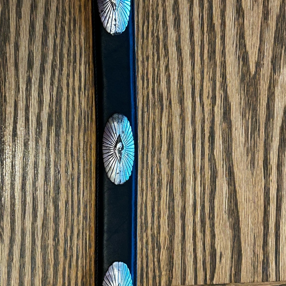 Onyx Women’s Vintage Midnight Black Leather Belt with Silver Details - Picture 4 of 11